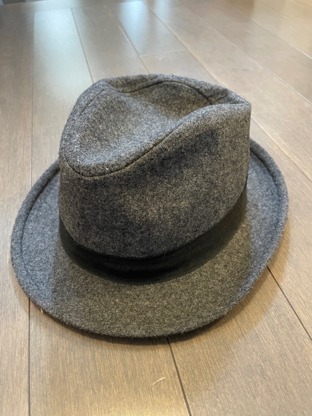 Gray Wool Fedora hat with Black Band